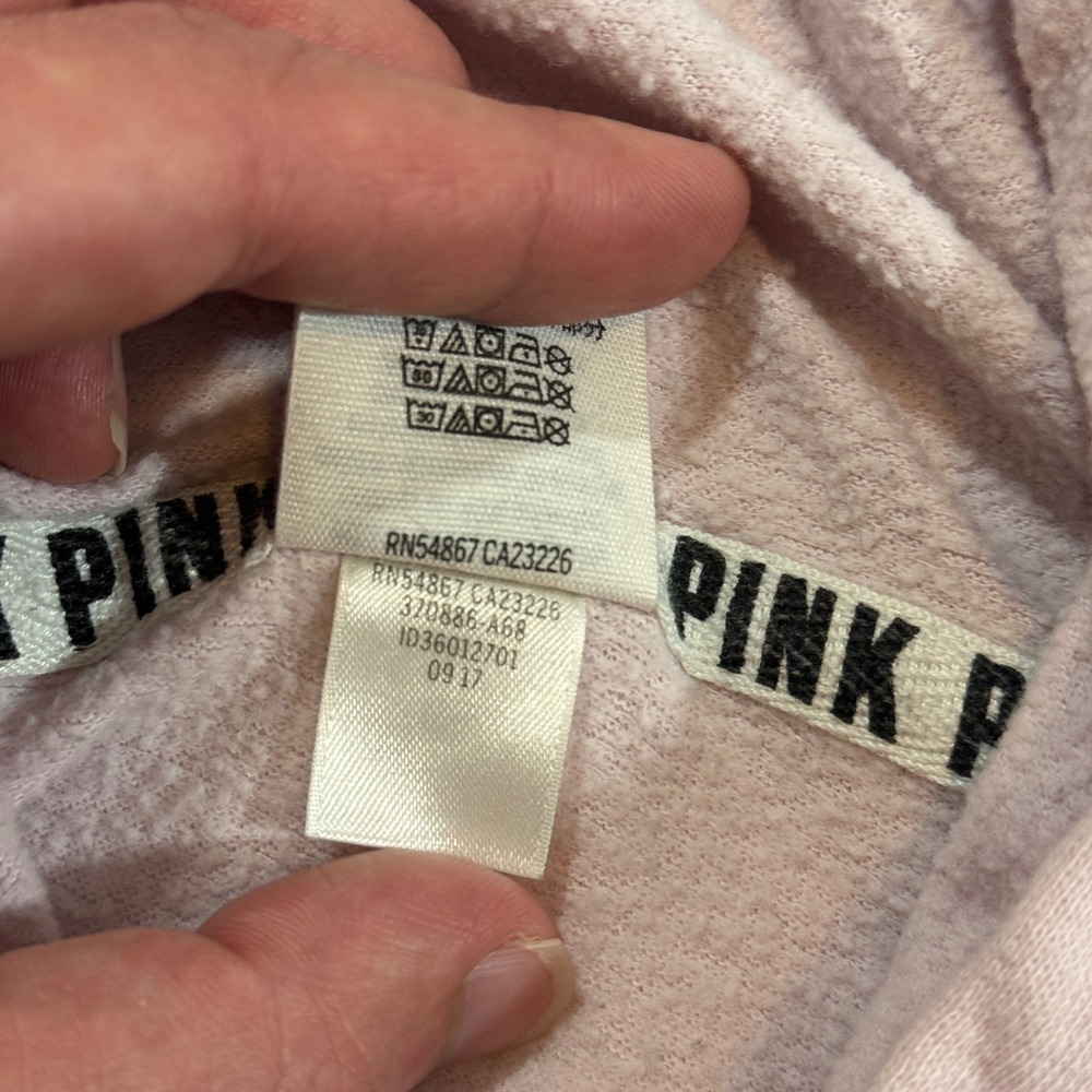 Pink Victoria's Secret Hoodie Women M Pink Good Logo Tape Pullover 370886-A68 - Picture 3 of 7